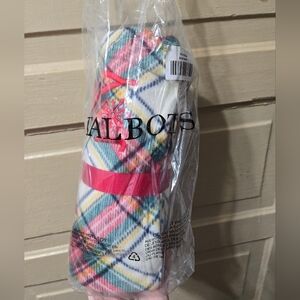 Talbots Monogrammed "JOY" Tartan Plaid Throw Blanket NWT
